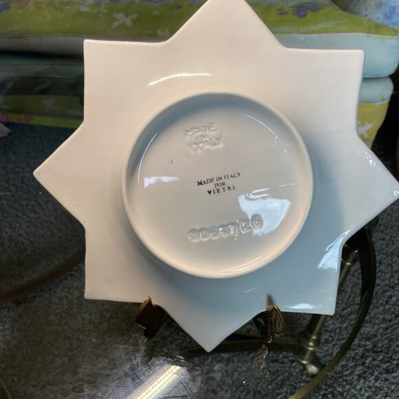 Vietri (Italy)Green Gold Star Accent Dessert Plate - Picture 3 of 16